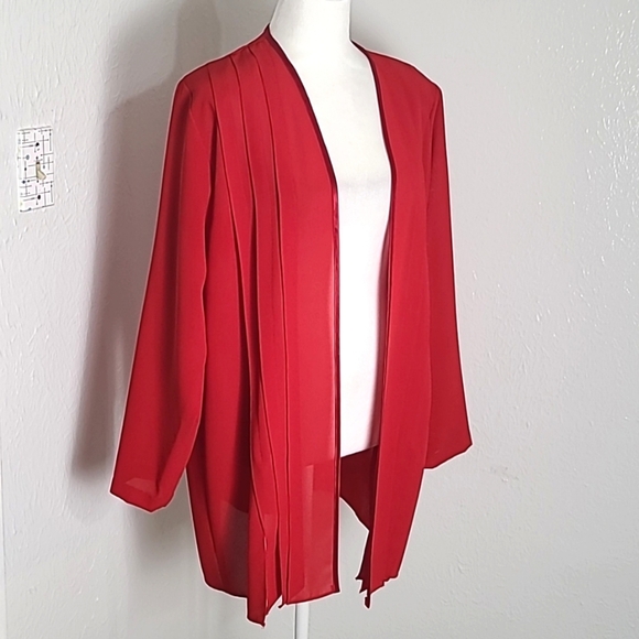 F.A.D. Vintage Red Longsleeve Cardigan Jacket, Size 1X - Picture 6 of 10